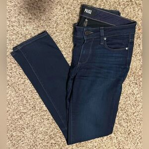 PAIGE Skyline Skinny Dark Wash Blue Jeans Size 27 Midrise Excellent Condition